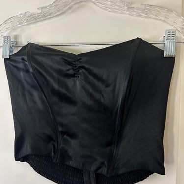 Black silk vintage 1990s structured bodice top 