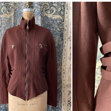 Vintage ‘80s TEMPO PARiS rust wool jacket | high neck zip up blazer, S/M 