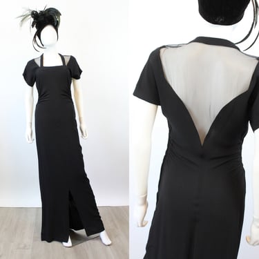 1940s MESH OPEN back gown dress xs small | new spring OC 