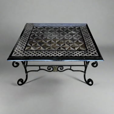 Maitland Smith Inlaid Marble Top Metal & Brass Coffee Table BG273-27