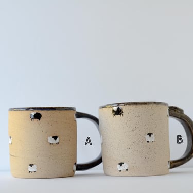 Sheep Mug with A Few Little Black Sheep - Handmade Ceramic Mug 