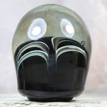 Blown Glass Paperweight | Smoke and Black Glass Paperweight | Vintage Teardrop Paper Weight | FREE SHIPPING 