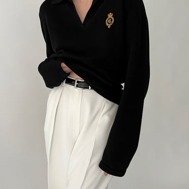 Vintage Ralph Lauren Noir Crest Collared Sweater