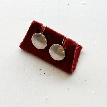 1950s Mexican Silver French Hook Dot Earrings 