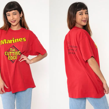 US Marine Shirt 90s The Cutting Edge Christian Graphic Tshirt Timothy 2:3 Bible Quote Vintage 1990s Retro T Shirt Red Extra Large xl 