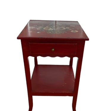 Hand Painted Red Side Accent Table NJ220-20
