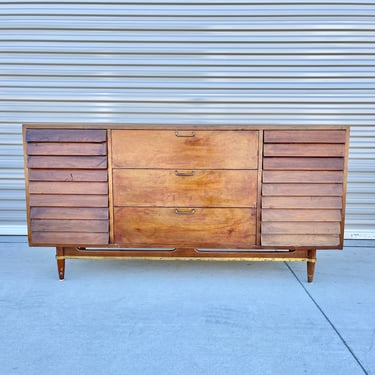 Mid Century Walnut Louvered Dresser by American of Martinsville 