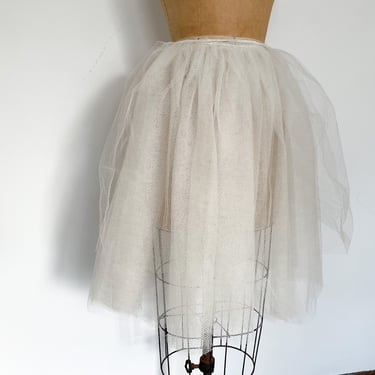 Pair of vintage 50’s white tulle petticoats,  1950s net underskirt slip, vintage prom, XS 
