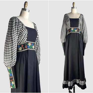 GUNNE SAX Black Label, Vintage 60s Dress | 1960s Victorian Granny Prairie Cottagecore | 70s 1970s Boho Hippie | Small / Med Vintage Size 11 