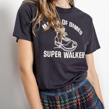 SUPER WALKERS VINTAGE T-Shirt Soft Thin Ripped Holes See Through March Of Times / Small 