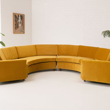 Citron Velvet Circle Sectional Sofa