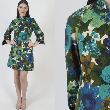 Mod Micro Mini Dress, 60s GoGo Sundress, Bright Psychedelic Print, Womens Short Frock 