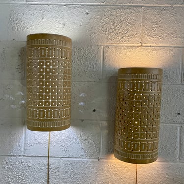 Pair Tall Tan Beaumont Mood Sconces