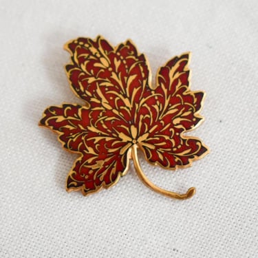 1980s Metropolitan Museum of Art Enamel Leaf Brooch 