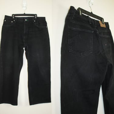 Vintage 1990s Tommy Hilfiger Black High Waist Jeans, Size 38 Waist 