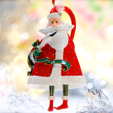 VINTAGE: Santa with Dangling Feet Ornament - Saint Nicholas, Saint Nick, Kris Kringle - Holiday, Christmas, Xmas - SKU 30-410-00033005 