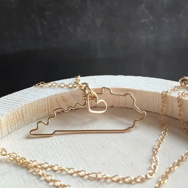 Kentucky Necklace - Custom State Love Necklace - State Necklace - Personalized Gift for Her - Necklace - Silver or Gold - Kentucky Outline 