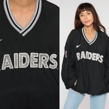 Oakland Raiders Jacket NFL Football Jacket 90s Windbreaker Pro Line Sports California Black Pullover Reebok 1990s Vintage Extra Large xl 