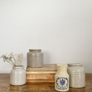 vintage milk glass "dijon grey-poupon" jar