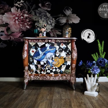 Whimsical Wonderland Nightstand hand Painted Fairy tale  Inspired. Bedroom Storage Cabinet. Colorful Entryway Side Table. 