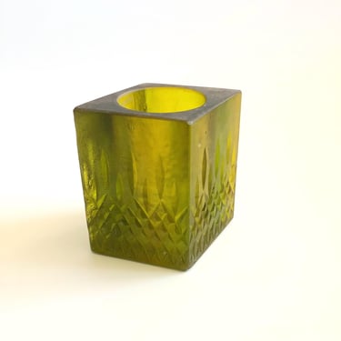 Mid Century Sascha Brastoff Yellow Resin Candle Holder or Vase 