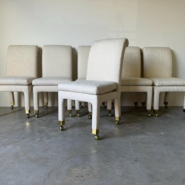 Mid-Century Modern Milo Baughman Parsons  Style  Upholstered Dining Chairs - Set Of 6 