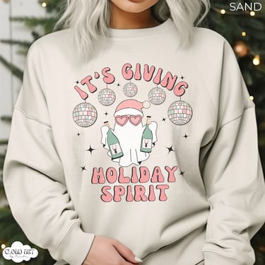 Christmas Ghost Sweatshirt, Trendy Gift, Disco Ball Shirt, Holiday Spirit, XMAS Sweater, Holiday Party Shirt, Emo Christmas Tee, Halloween T by CloudArt