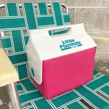 Vintage Igloo Cooler Retro 1980s Little Playmate + Lunchmate + Pink and White + Ice Chest + Portable + Storage + Outdoors + Lunchbox 