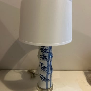 Blue &amp; White Ceramic Lamp with  Lucite Base
