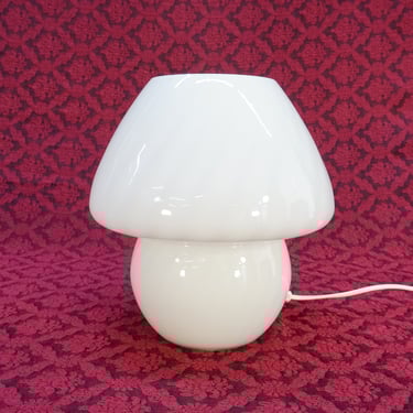 Vintage Murano Glass Table Lamp / Mushroom Lamp / 80s / Mid Century Modern / Space Age / Bedside Lamp / Retro Light / Murano Swirl Lamp 