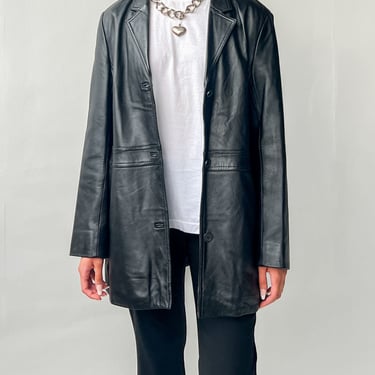 Black Leather Paneled Jacket (L)