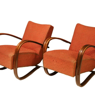 ART DECO streamline armchairs H269 by Jindřich Halabala, 1930s, set of 2 