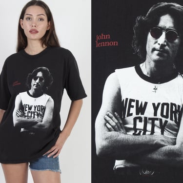 90s John Lennon One T Shirt, The Beatles Band, Vintage 1990s New York Tee Large L 