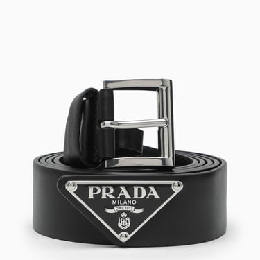 Prada Black leather belt with logo