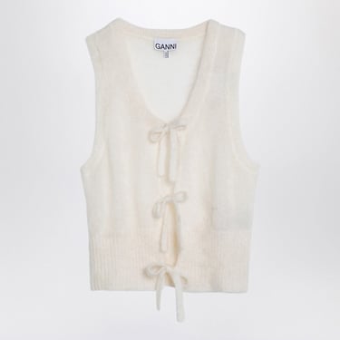 Ganni White Mohair Lace-Up Vest Women