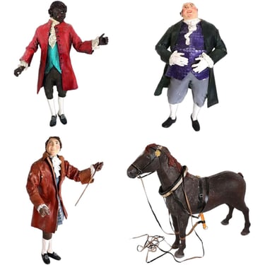 Rare Vintage Four-Piece Papier-Mache Historical Figures and Horse Set 