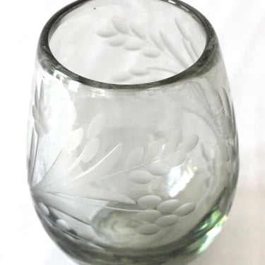 Recycled Handblown Glass | Oval Etched Glass