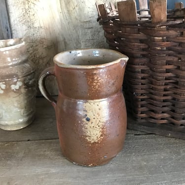 French Stoneware Pitcher Jug, Rustic Pottery, Vase, Wine, Farmhouse, Farm Table 