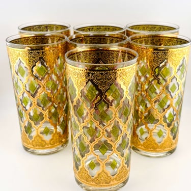 Culver Green &amp; Gold Valencia Pattern Glassware 