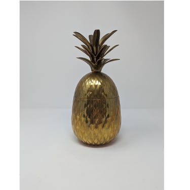 Vintage Pineapple Brass Lidded Container - 9" Brass Pineapple Dish 