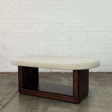 Upholstered racetrack coffee table handcrafted 