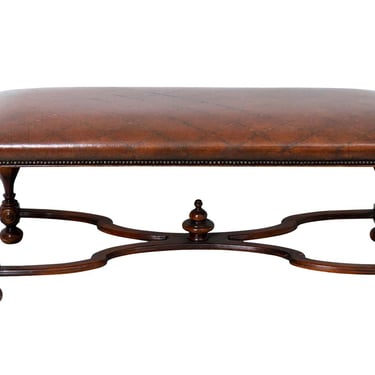 Leather Upholstered Jacobean Bench