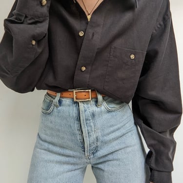 Vintage Faded Black Linen Shirt