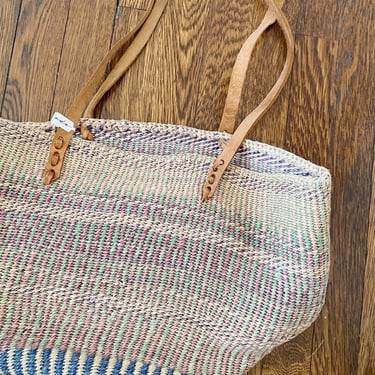 Vintage Woven Straw Tote 