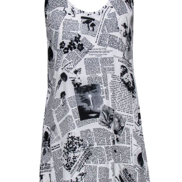 Reformation - Black & White Newspaper Print Mini Slip Dress Sz S
