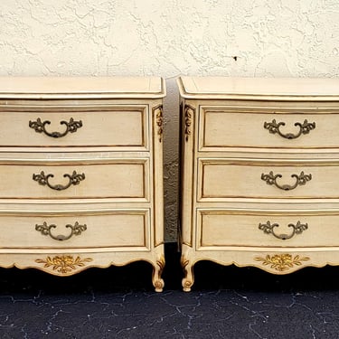 Pair Kindel French Provincial Three Draw Chests / Night Stands 