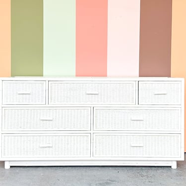 Coastal Rattan and Faux Bamboo Dresser