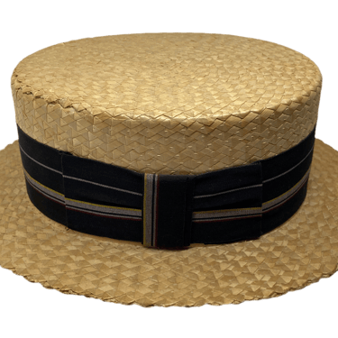 1920's Straw Boater Skimmer Hat Size 7