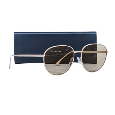 Fendi - Beige Aviator Sunglasses w/ Logo Font Lenses