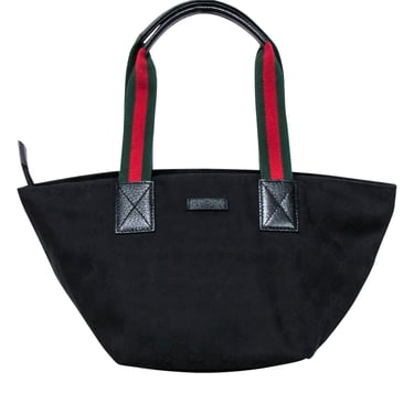 Gucci - Black Canvas Monogram Tote Bag